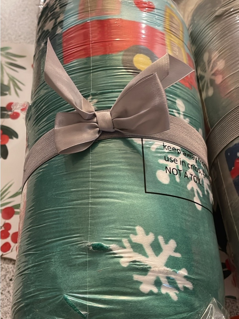 Pringle Green Snowflake Holiday Vintage Camper Throw with Multicolor Accents